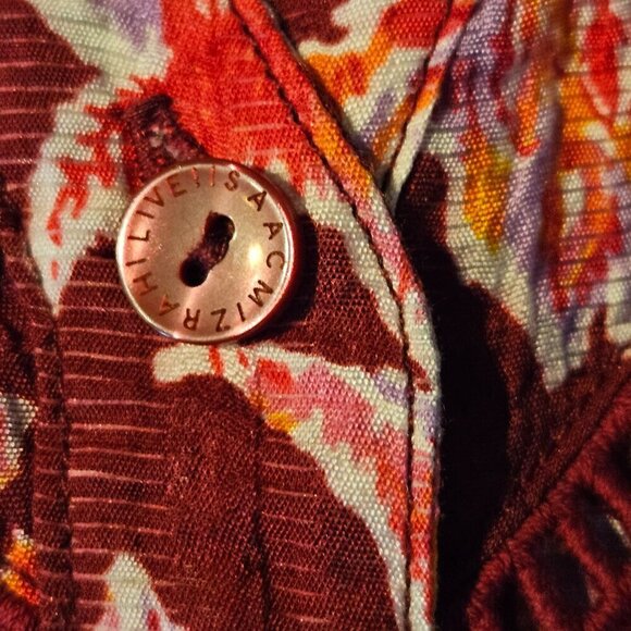 Isaac Mizrahi Live Women Size 1X Button down Blouse Paisley with trim. - Picture 8 of 10